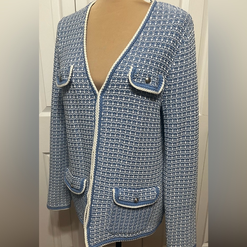 Talbots blue tweed jacket size large Designer Inspired classic blazer large